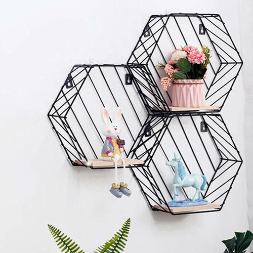 Hexagon Grid Wall Decoration Shelf - thedecoratives.com